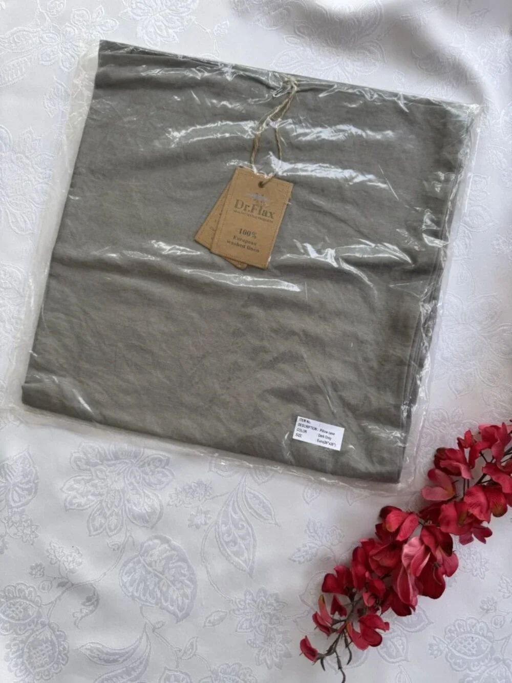 Dr Flax Gray King Linen Pillow Case Cover Slip Pillowcase French Country NEW